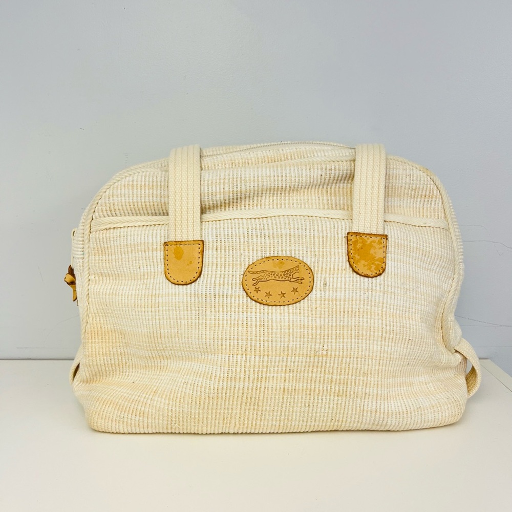 Vintage Natural Cotton Loom Shoulder Bag